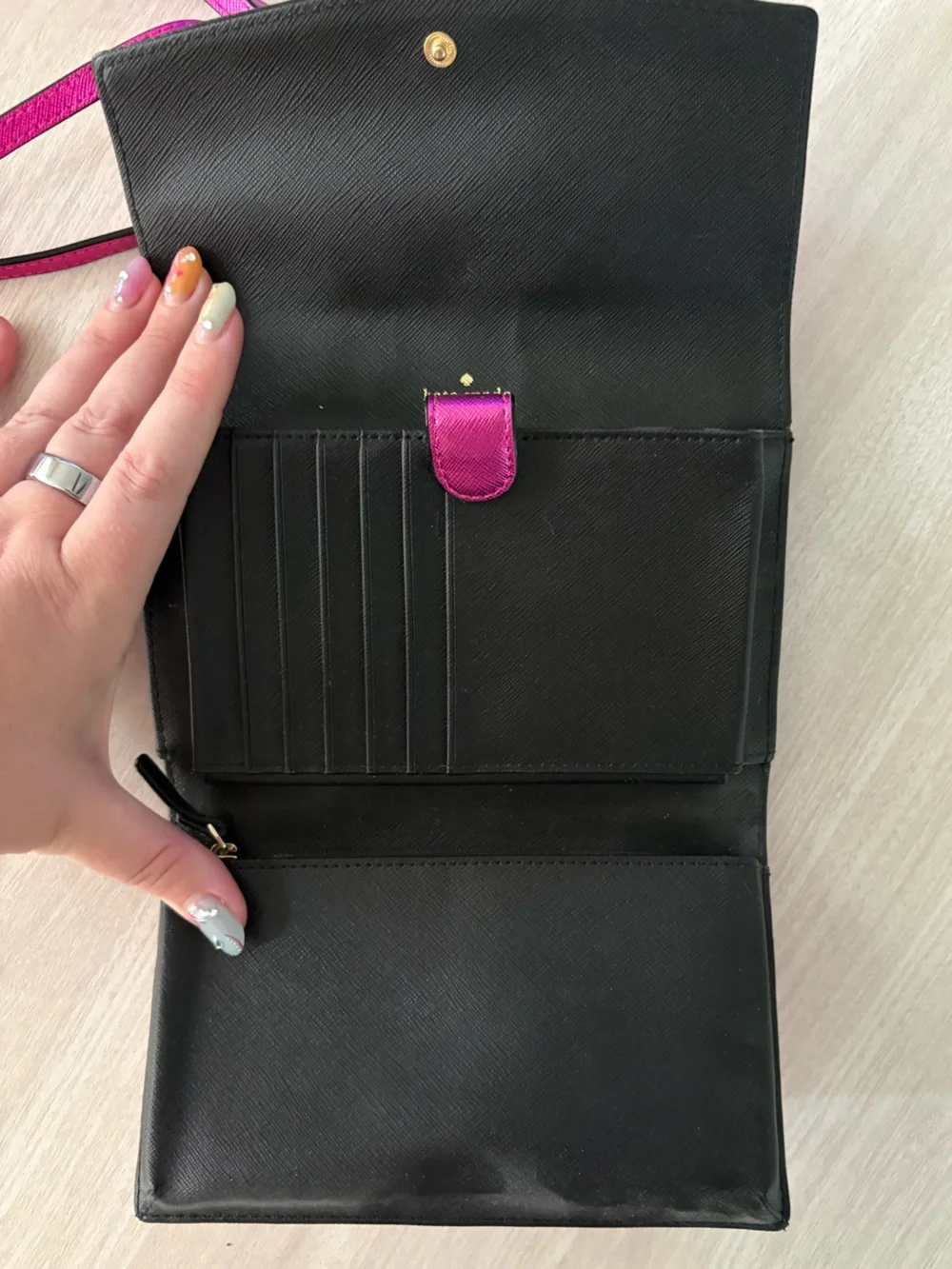 kate spade Metallic Fuchsia Pink Crossbody Wallet on Chain